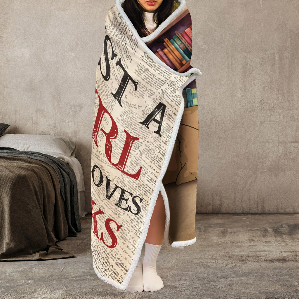 Just A Girl Who Loves Books - Personalized Wearable Blanket Hoodie - Gift For Daughter