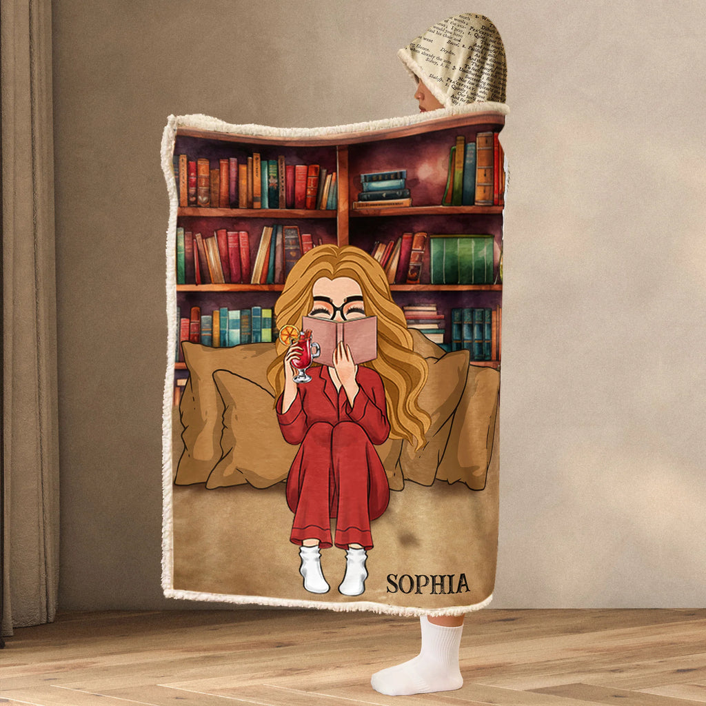 Just A Girl Who Loves Books - Personalized Wearable Blanket Hoodie - Gift For Daughter