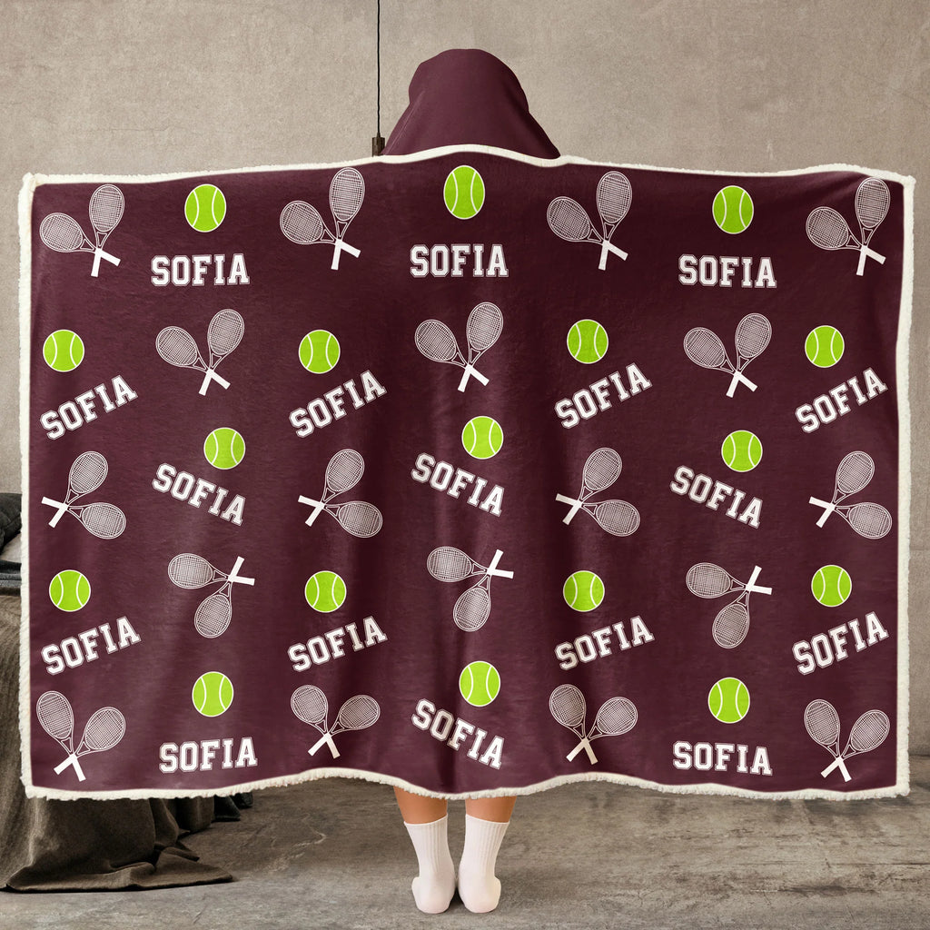 Tennis Custom Name - Personalized Wearable Blanket Hoodie