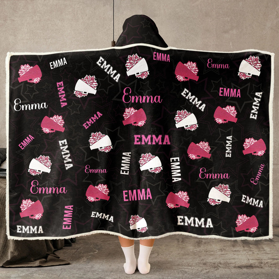 Cheerleader Custom Name, Color - Personalized Wearable Blanket Hoodie