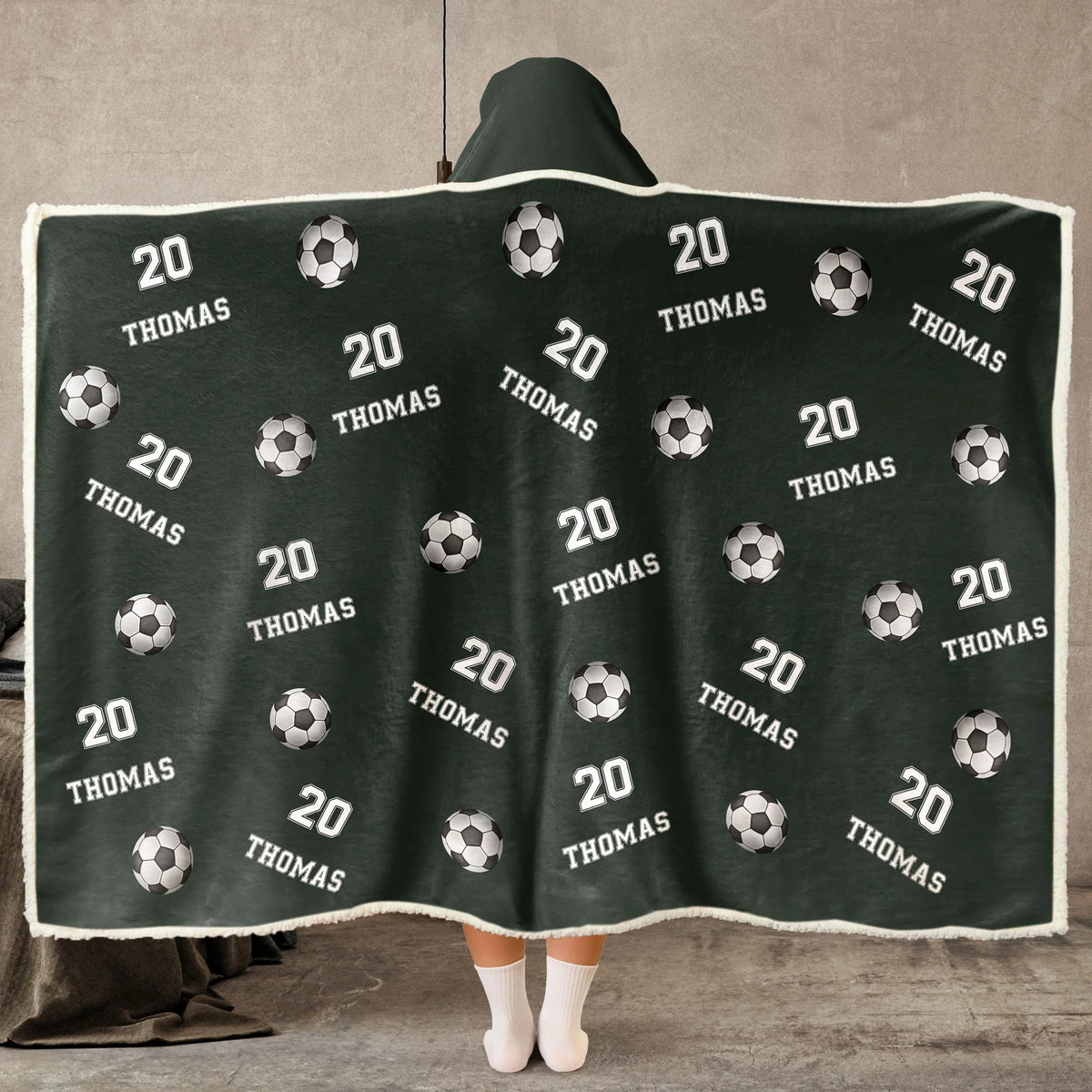 Soccer Custom Name, Number - Personalized Wearable Blanket Hoodie