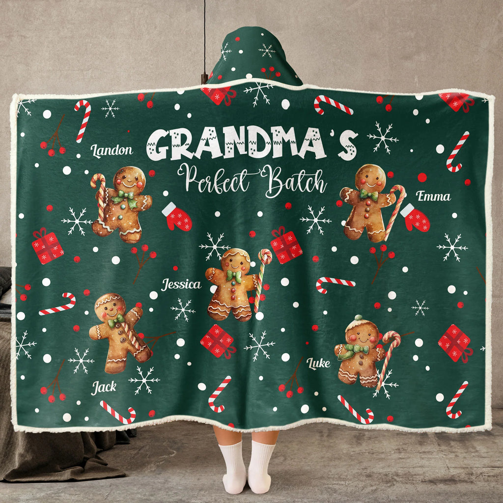 Grandma's Perfect Batch Gift - Personalized Wearable Blanket Hoodie - Gift For Grandma