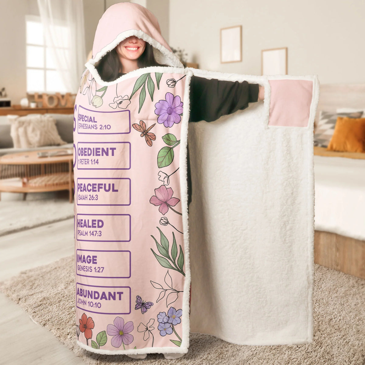God Says You Are Cartoon Custom Name Letter In Bible - Personalized Wearable Blanket Hoodie